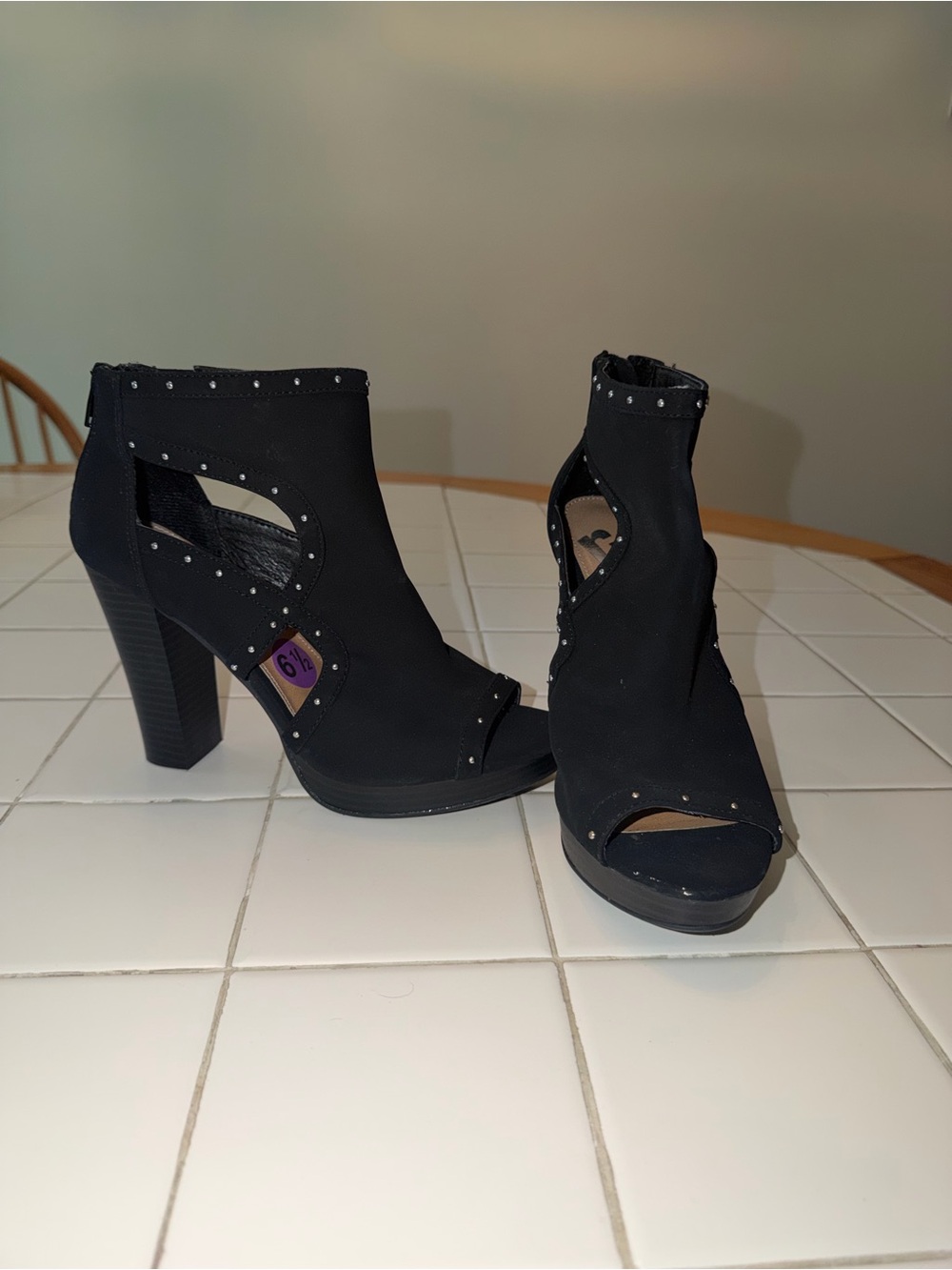 Open toe Block Heel Booties shoes biker winter travel party ankle festival sexy